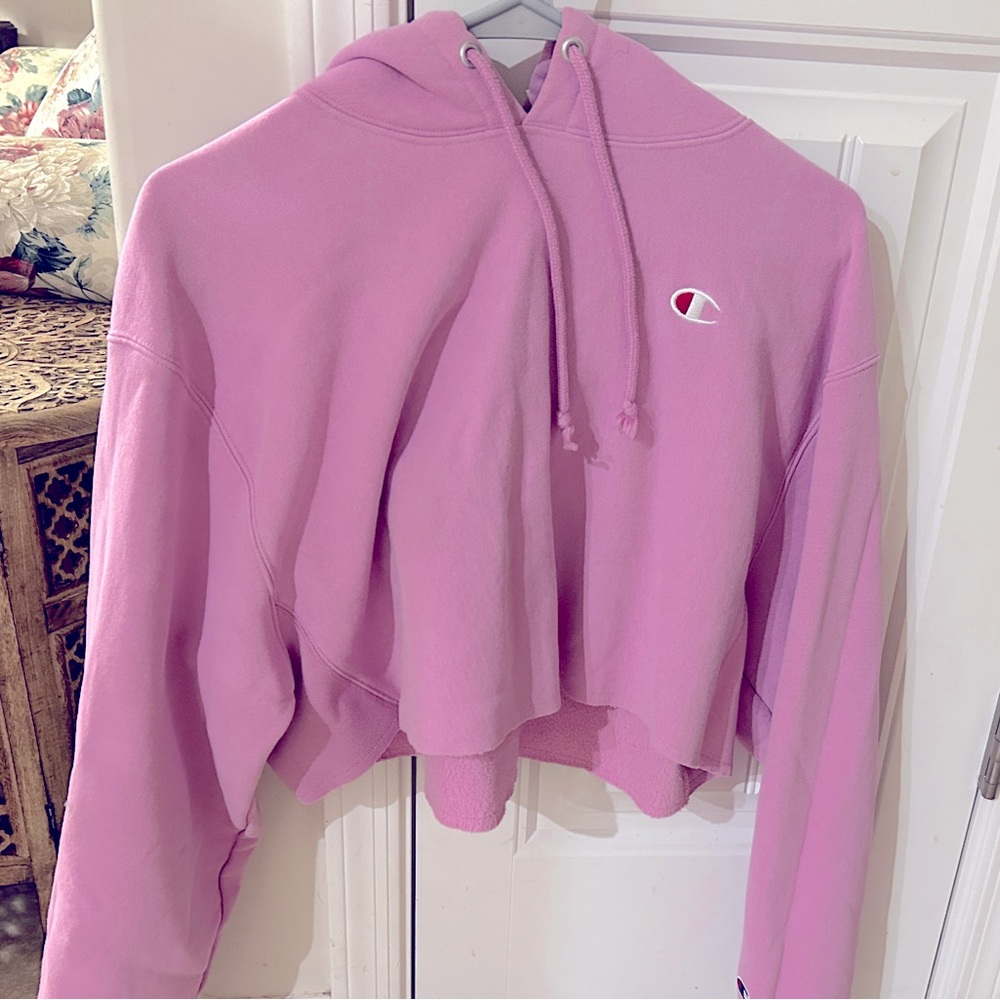 Pink champion cropped hoodie size large!